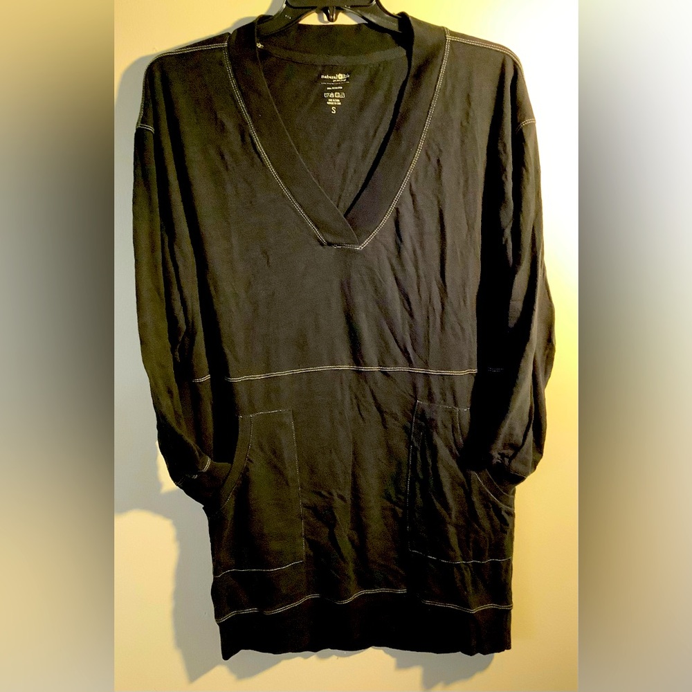 NWOT Natural Life Charlie Mini Dress Deep V-Neck Black 100% Cotton Size S